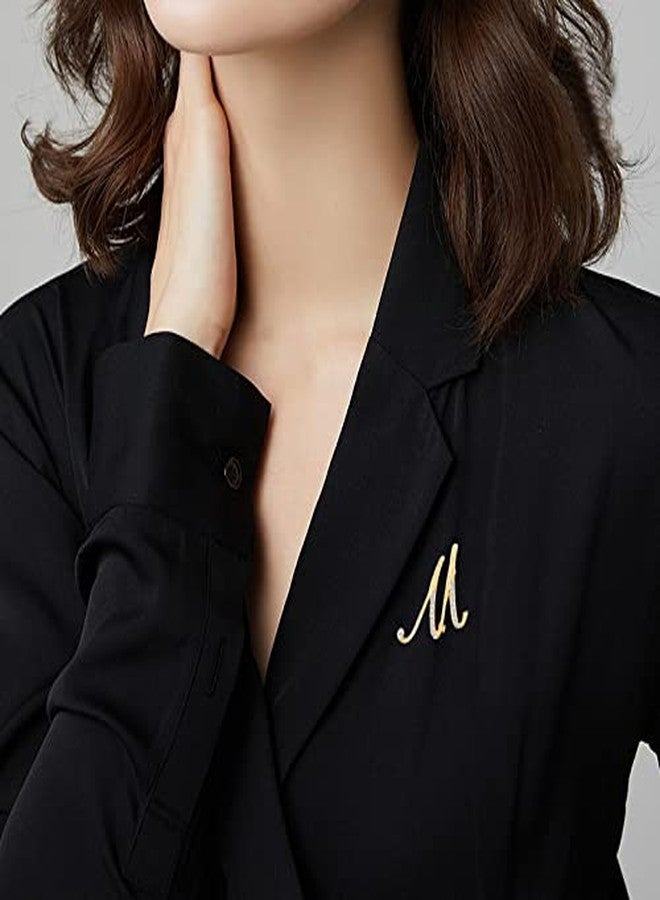 DSADKI A-Z Initial Pins 26 Letters Pins Gold Plated Metal Brooches - Clear Crystal Rhinestone Brooch Breastpin for Women (M) - Image 3